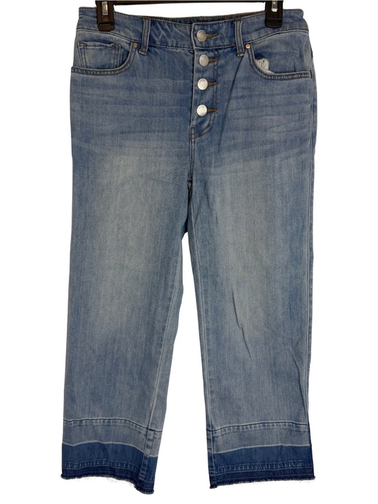 Chico's Denim - Chico's Light Blue Raw Hem Wide Leg Crop Jeans Size 2